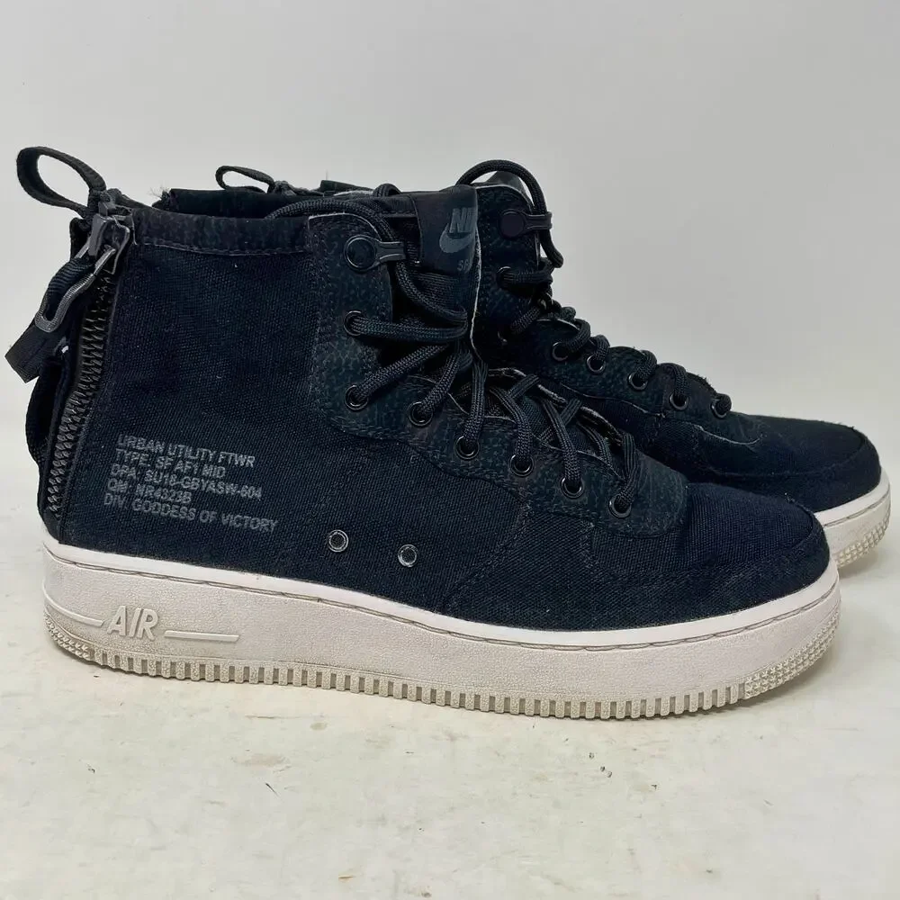 Nike Special Field Air Force 1 Mid Black Shoes Youth Size 6.5Y Zip